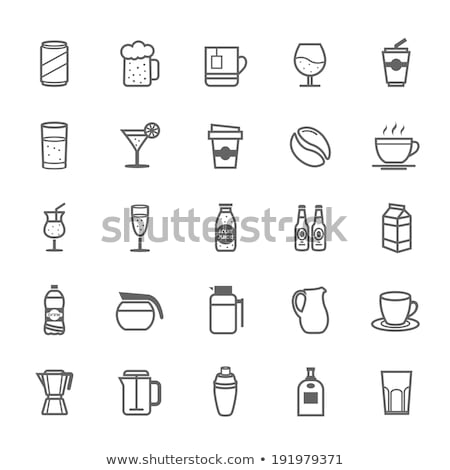 Stok fotoğraf: Jug With Milk And Glass Icon Vector Outline Illustration