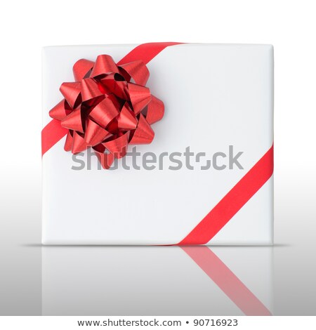 Red Star And Oblique Line Ribbon On White Paper Box Zdjęcia stock © nuttakit