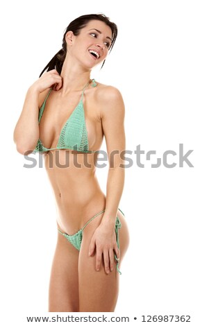 Foto stock: Green Bra Close Up On The White Background