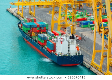 Сток-фото: Loading Containers On A Sea Cargo Ship Barcelona