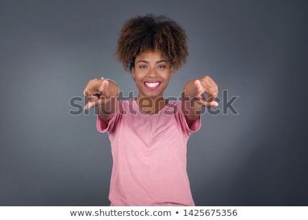 Сток-фото: Happy African Woman Pointing Finger To You