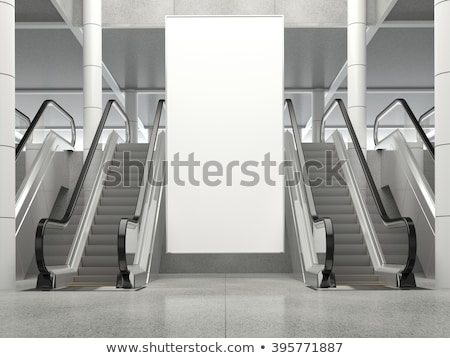 Сток-фото: Vertical White Banner In Subway 3d Rendering