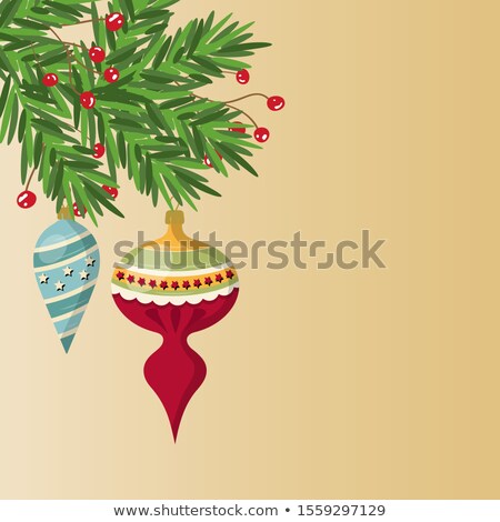 Stockfoto: Delicate Customizable Christmas Card With Balls