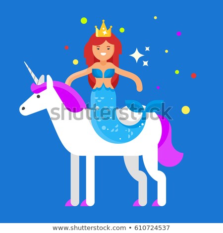 Dreaming Unicorn Flat Vector Illustration Stock foto © curiosity