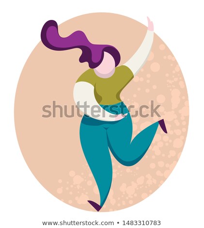 Stock foto: Chubby Girl With Long Hair Is Spinning In A Dance