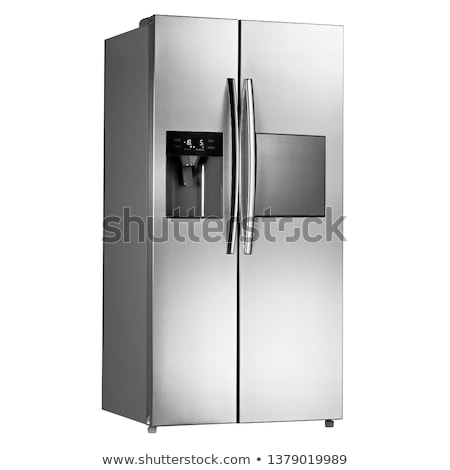 Foto stock: Clipping Path Of The Double Door Freezer