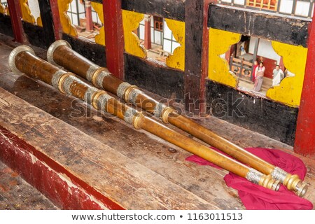 Foto stock: Buddhist Prayer Horns For Traditional Monks Ceremony