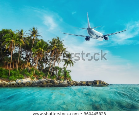 Foto stock: Airplane Over Tropical Island