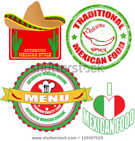 [[stock_photo]]: Set Of Authentic Mexican Food Stamp And Labels