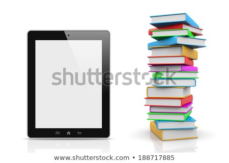 Сток-фото: Tablet Pc Compared To A Pile Of Books