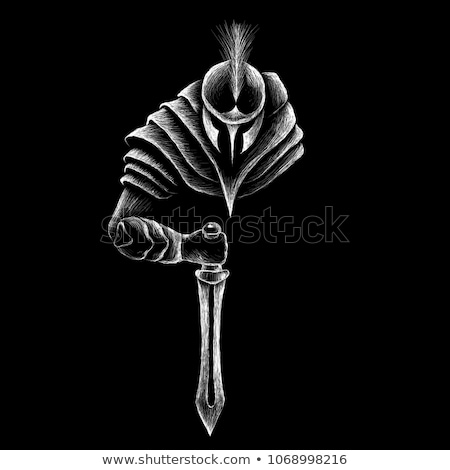 Foto d'archivio: Gladiator Posing With Sword Isolated On White
