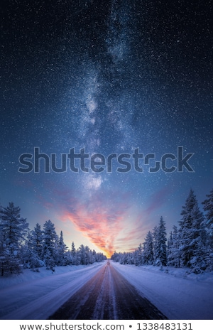 Foto stock: Snow Covered Road At Night