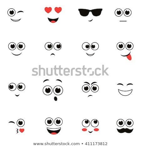 Сток-фото: Black And White Smiling Love Cartoon Funny Face With Hearts Eyes Expression
