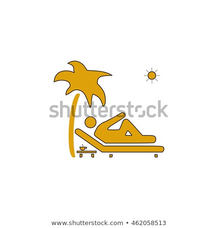 Stok fotoğraf: Hipster Is Sunbathing On Beach Yellow Sand Summer Illustration