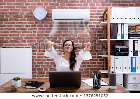 Foto d'archivio: Businesswoman Enjoying The Cooling Of Air Conditioner