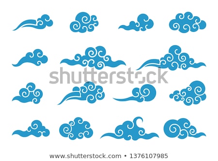 Zdjęcia stock: Cloud In Chinese Style Abstract Blue Cloudy Set Isolated On White Background Vector Illustration