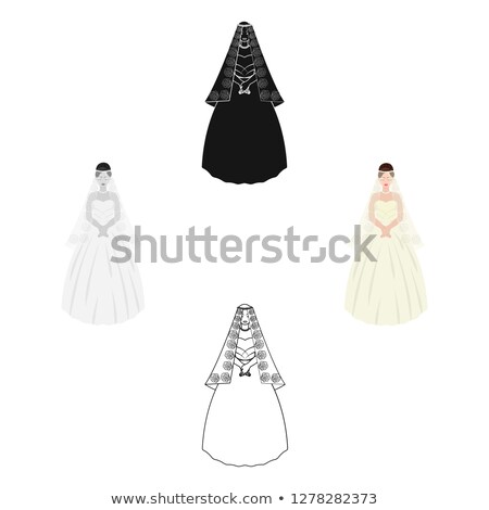 Foto stock: Stock Vector Illustration Of A Beautiful Woman In A Wedding Dres