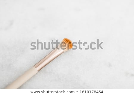 Foto d'archivio: Make Up Brush For Foundation Base Face Contouring On Marble Back
