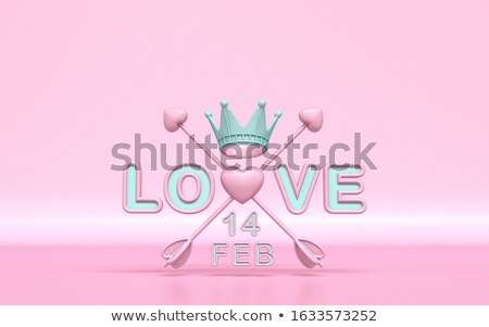 Stock foto: Love Text With Crossed Cupids Arrows And Valentines Day Date 3