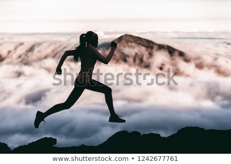 Woman And Girl On Mountain Trail Stock foto © Maridav