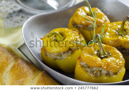 Stock fotó: Yellow Pepper Stuffed With Ground Meat