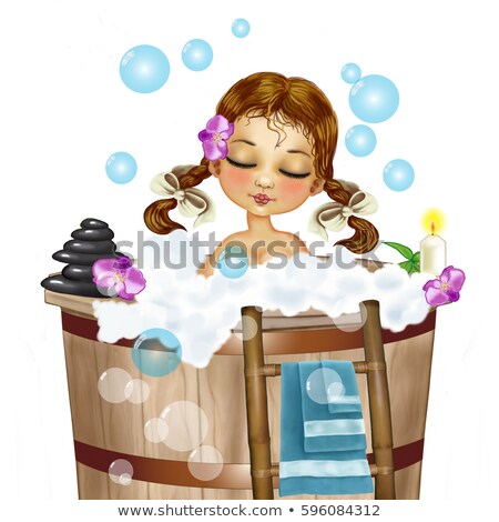 Zdjęcia stock: Bath Tub Flowers Illustration