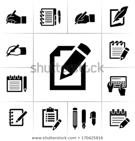 Foto stock: Office Paper And Pencil For Writing Set Vector