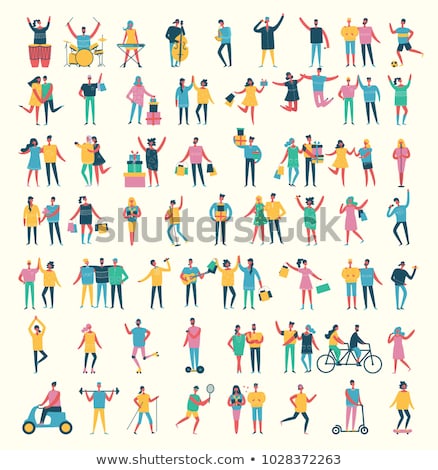 Stock fotó: Flat Design Style Illustrations Of People In Different Poses Communicate And Use A Mobile Phone