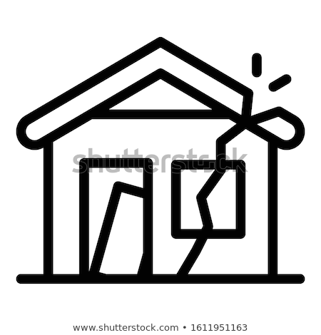 Foto d'archivio: Collapse Of Old House Icon Vector Outline Illustration