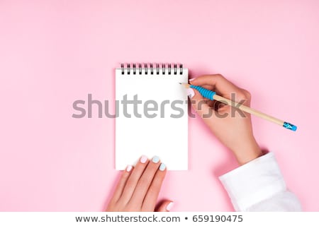 Stock fotó: Blue Paper In Woman Hand