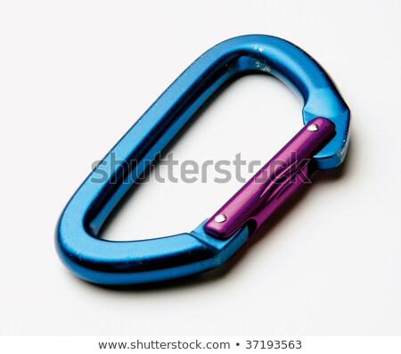 Stock fotó: Safety On Blue Carabine Hook