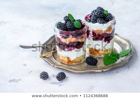 Stock fotó: Yogurt With Blackberry In Glass