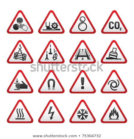 Set Simple Of Triangular Warning Hazard Signs Stock foto © Ecelop