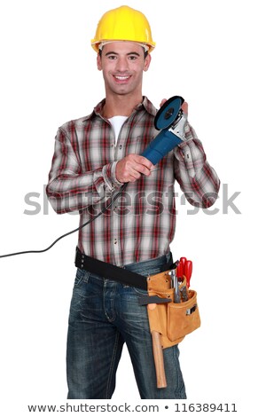 Stok fotoğraf: Tradesman Holding An Angle Grinder