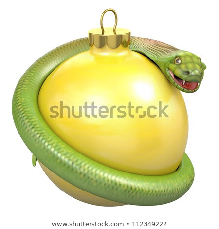 Foto d'archivio: Cobra On A Yellow Christmas Bauble