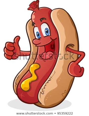 [[stock_photo]]: Smiling Cartoon Hot Dog Frank Character In Bun