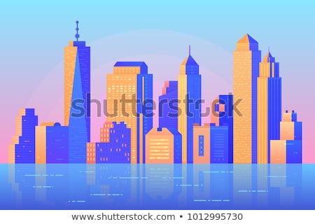 Stock fotó: Vector Abstract City Reflected On The Water