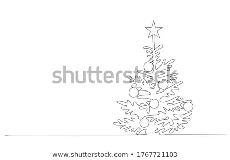 Stock fotó: Vector Christmas Card - Continuous Line Drawing