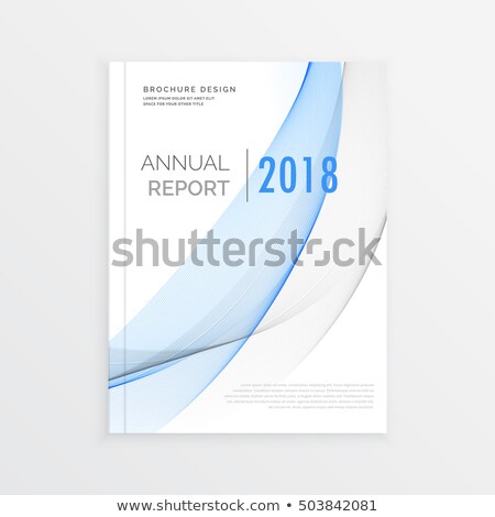 Сток-фото: Annual Report Brochure Design With Blue Ans Gray Wave