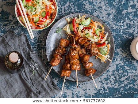 Сток-фото: Fried Chicken Skewer And Lettuce