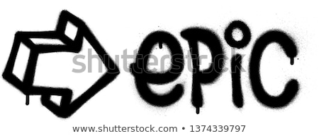 Stockfoto: Graffiti Epic Word Sprayed In Black Over White