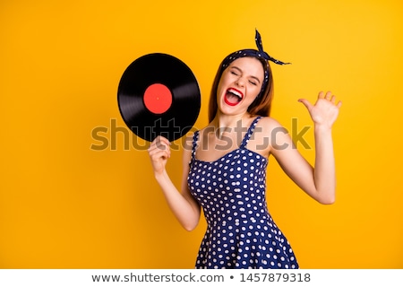 Foto stock: Lady Holding Vinyl Record