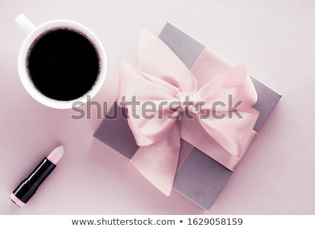 Stock photo: Luxury Gift Box And Coffee Cup On Blush Pink Background Flatlay