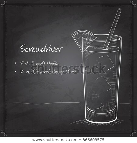 Stok fotoğraf: Screwdriver Scetch Cocktail On Black Board