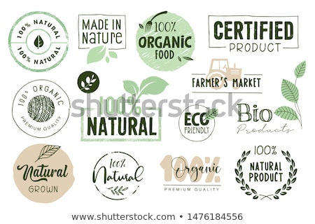 Сток-фото: Natural Product Vegan Food Sticker Set Vector