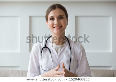 Stock photo: Woman At The Psychologist Online Session Doctor Consultation By Phone Video Call To Psychiatrist