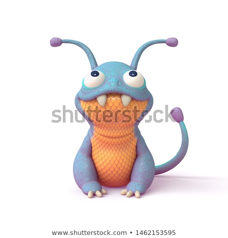 Сток-фото: 3d Creature Character In Blue On White