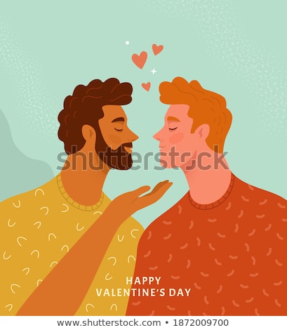 Stock fotó: Close Up Of Male Gay Couple Hands With Red Heart