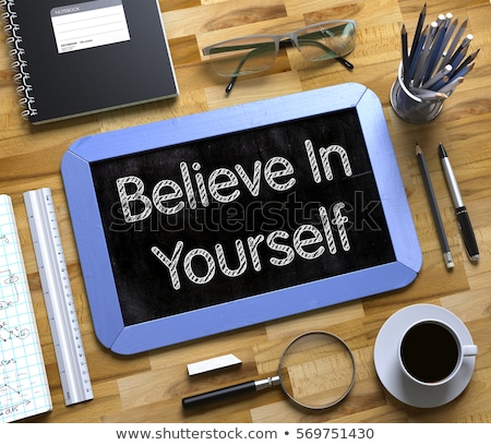 Foto stock: Believe In Yourself Handwritten On Small Chalkboard 3d