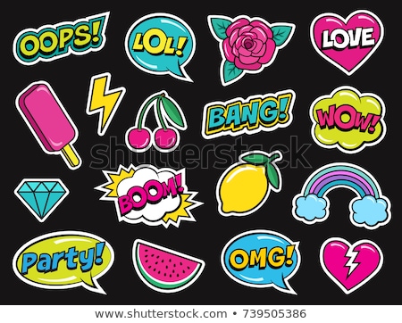 Foto stock: Black Bubble Icon Badge With Light Background